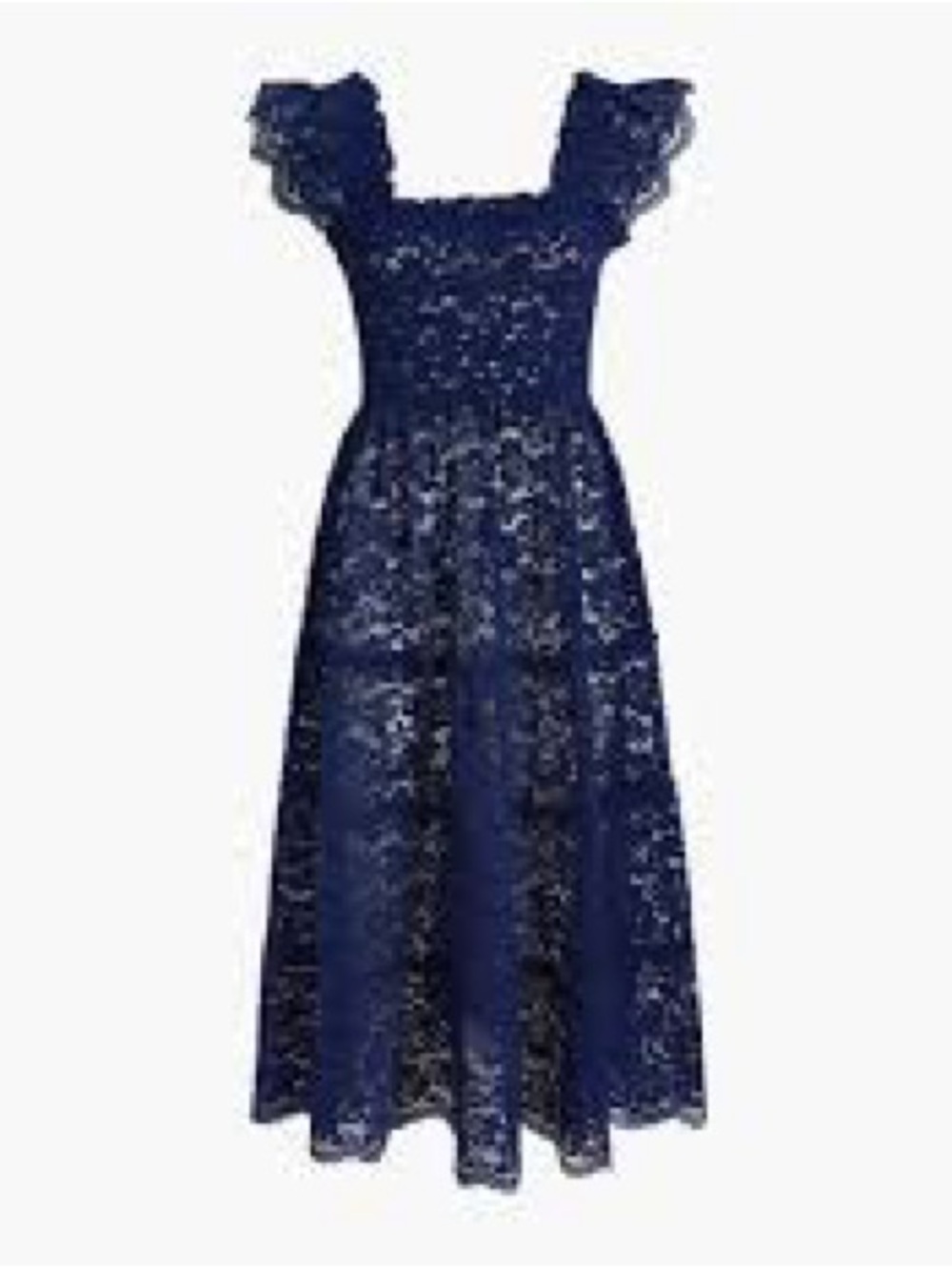 Hill House Lace Ellie Nap Dress Navy Midi Dress with Flutter Sleeve